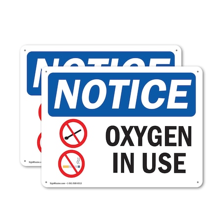 Signmission Oxygen In Use, 10 in W x Rectangle, Aluminum OS-2PACK-NS-A-710-L-16314